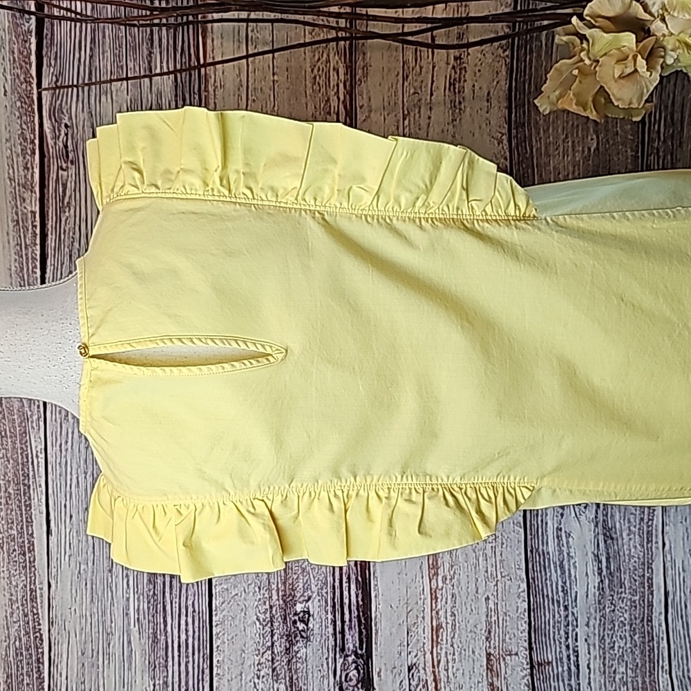 NEW MICHAEL KORS YELLOW SLEEVELESS RUFFLE FRONT PULLOVER BLOUSE TOP - Picture 6 of 14